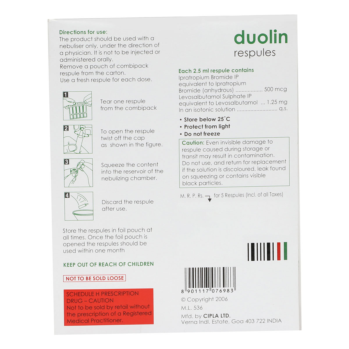 Duolin Respules 5 x 2.5 ml, Pack of 5 RESPULESS Duolin Respules 5 x 2.5 ml, Pack of 5 RESPULESS
