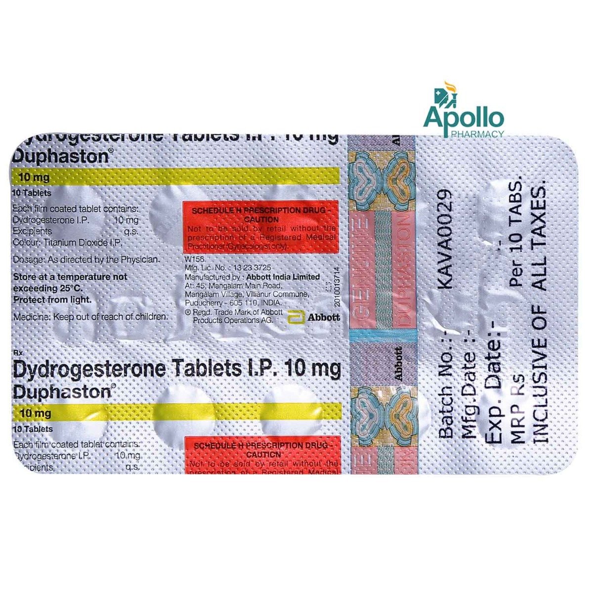 Duphaston 10 mg Tablet 10's, Pack of 10 TABLETS Duphaston 10 mg Tablet 10's, Pack of 10 TABLETS