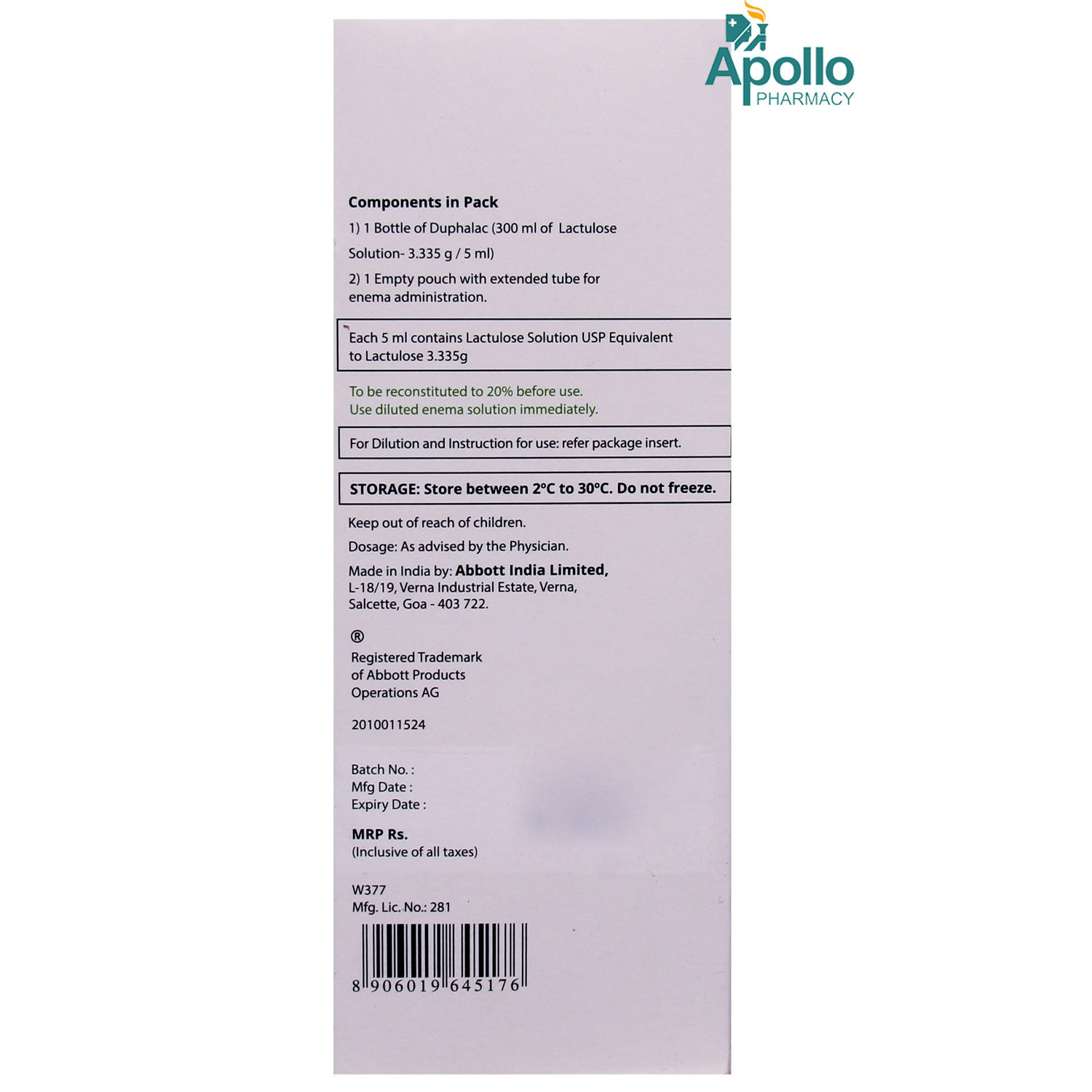 Duphalac Enema Solution 300 ml Price, Uses, Side Effects, Composition