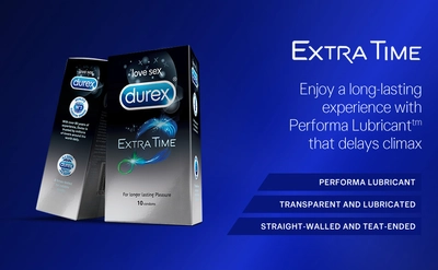 Durex Extra Time Condoms, 10 Count, Pack of 1