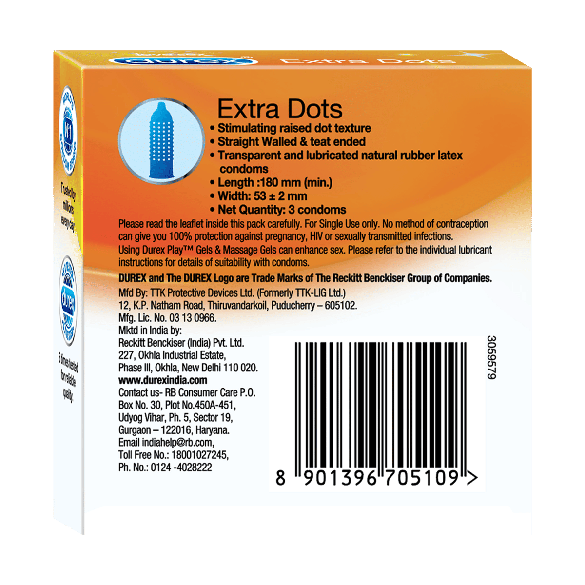 Durex Extra Dots Condoms, 3 Count, Pack of 1 Durex Extra Dots Condoms, 3 Count, Pack of 1