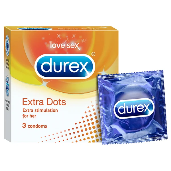 Durex Extra Dots Condoms, 3 Count