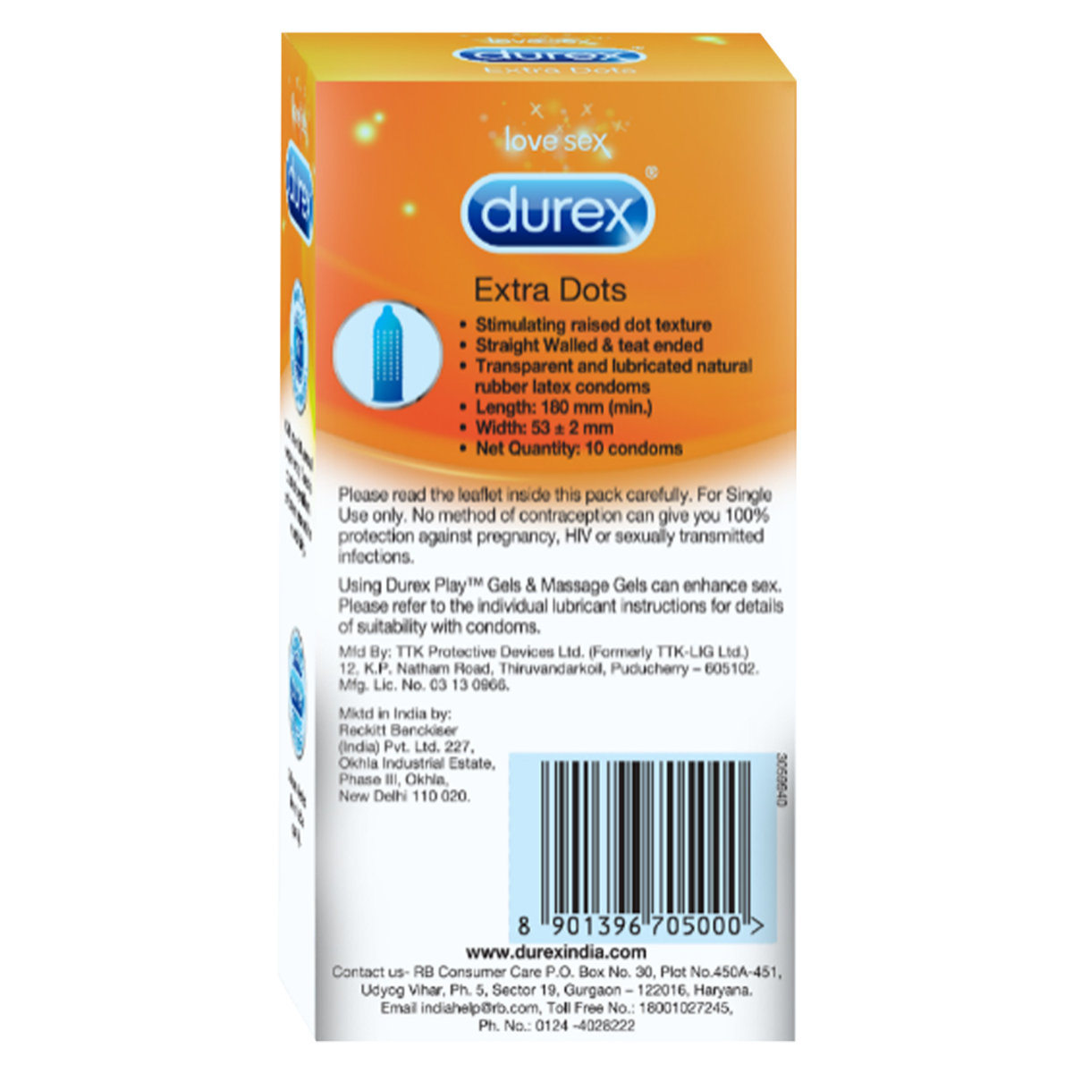Durex Extra Dots Condoms, 10 Count, Pack of 1 Durex Extra Dots Condoms, 10 Count, Pack of 1