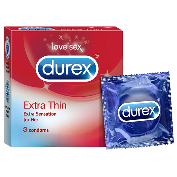 Durex Extra Thin Condoms, 3 Count