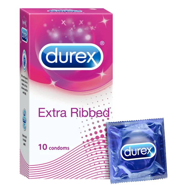 Durex Extra Ribbed Condoms, 10 Count, Pack of 1