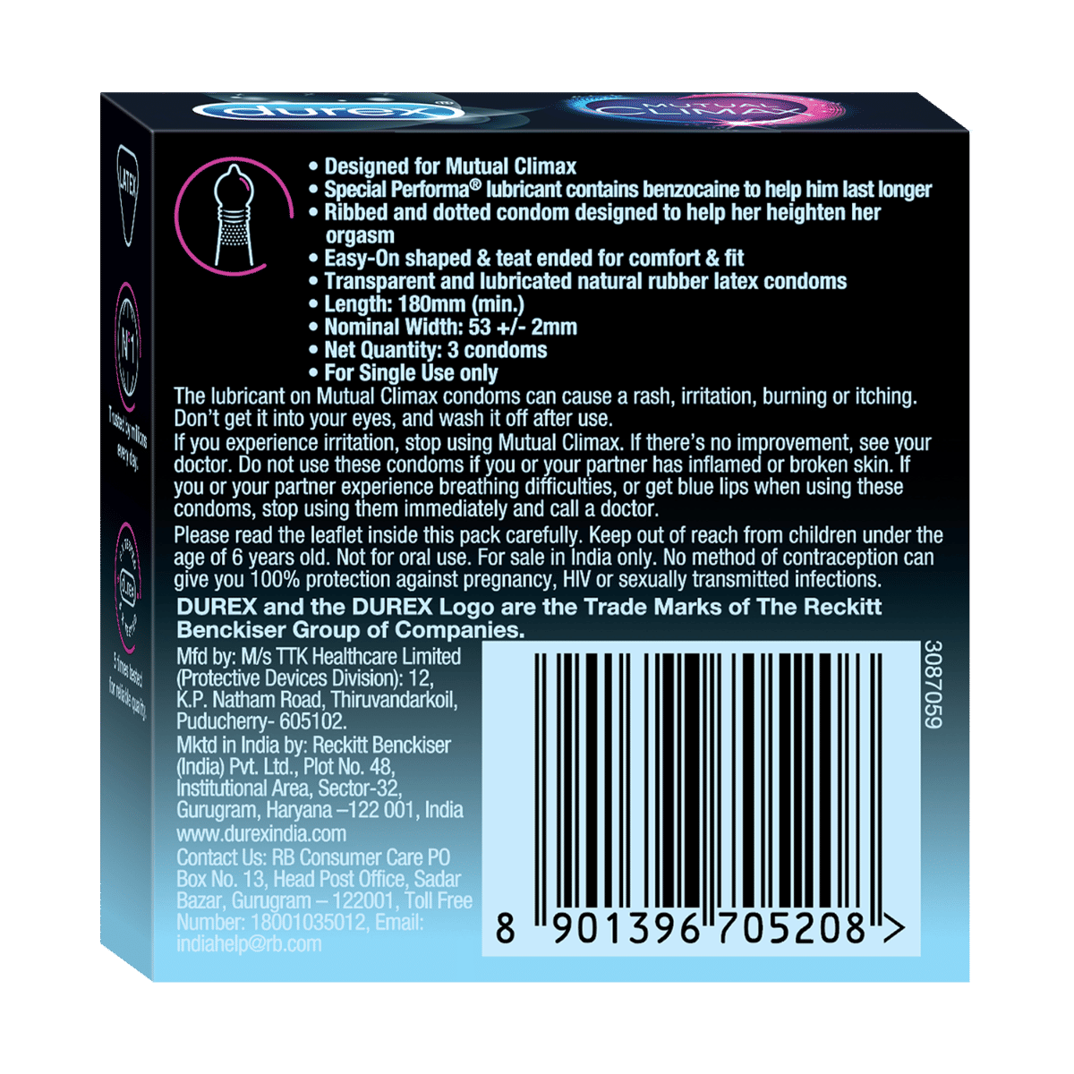 Durex Mutual Climax Condoms, 3 Count, Pack of 1 Durex Mutual Climax Condoms, 3 Count, Pack of 1