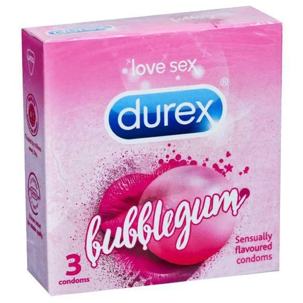 Durex Bubblegum Flavoured Condoms, 3 Count