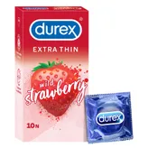Durex Wild Strawberry Flavour Condoms, 10 Count, Pack of 1