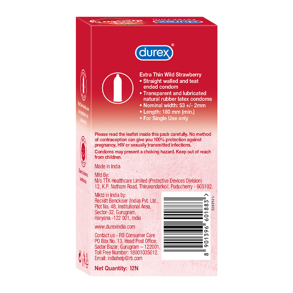 Durex Wild Strawberry Flavour Condoms, 12 Count, Pack of 1 Durex Wild Strawberry Flavour Condoms, 12 Count, Pack of 1