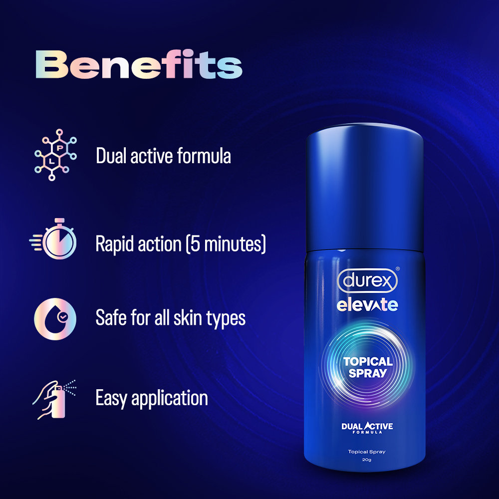 Durex Elevate Climax Delay Spray for Men, 20 gm, Pack of 1 Durex Elevate Climax Delay Spray for Men, 20 gm, Pack of 1