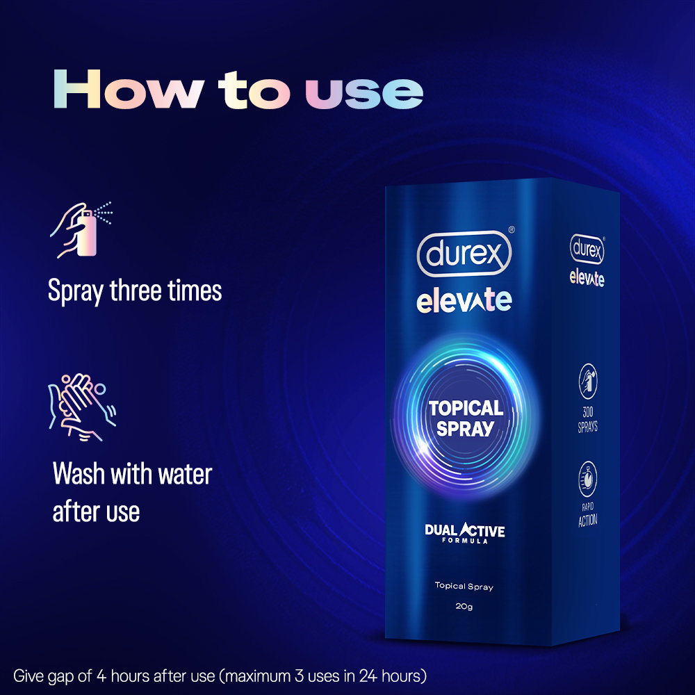 Durex Elevate Climax Delay Spray for Men, 20 gm, Pack of 1 Durex Elevate Climax Delay Spray for Men, 20 gm, Pack of 1