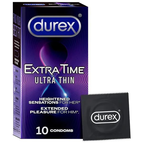 Durex Extra Time Ultra Thin Condoms, 10 Count