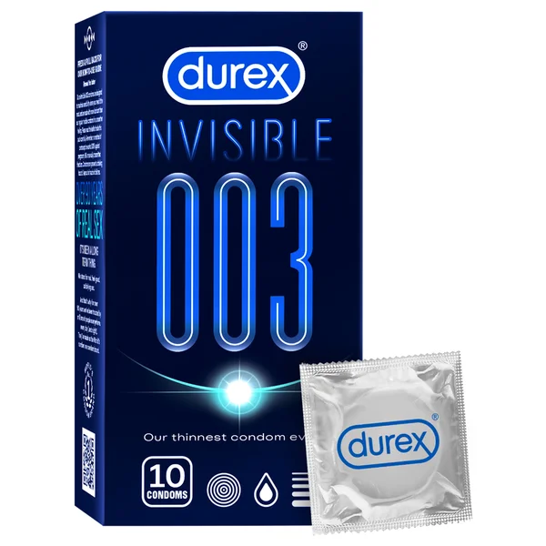 Durex Invisible 003 Condoms, 10 Count