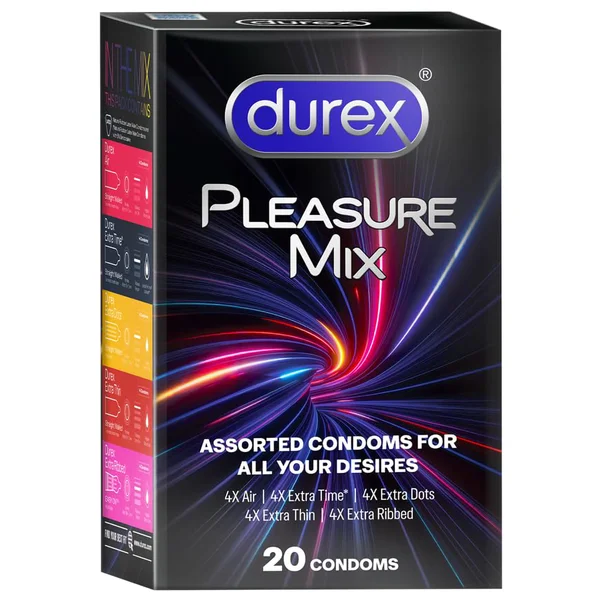 Durex Pleasure Mix Assorted Condoms, 20 Count