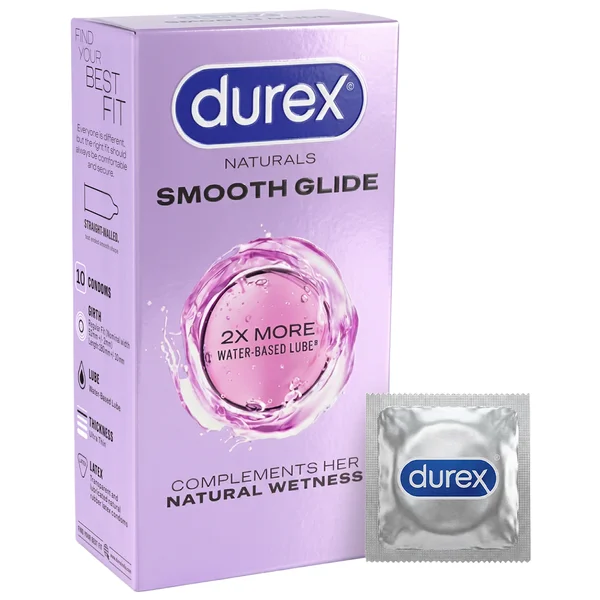 Durex Naturals Smooth Glide Condoms, 10 Count