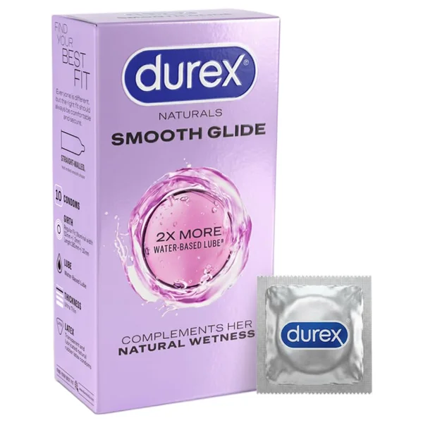 Durex Naturals Smooth Glide Condoms, 10 Count, Pack of 1