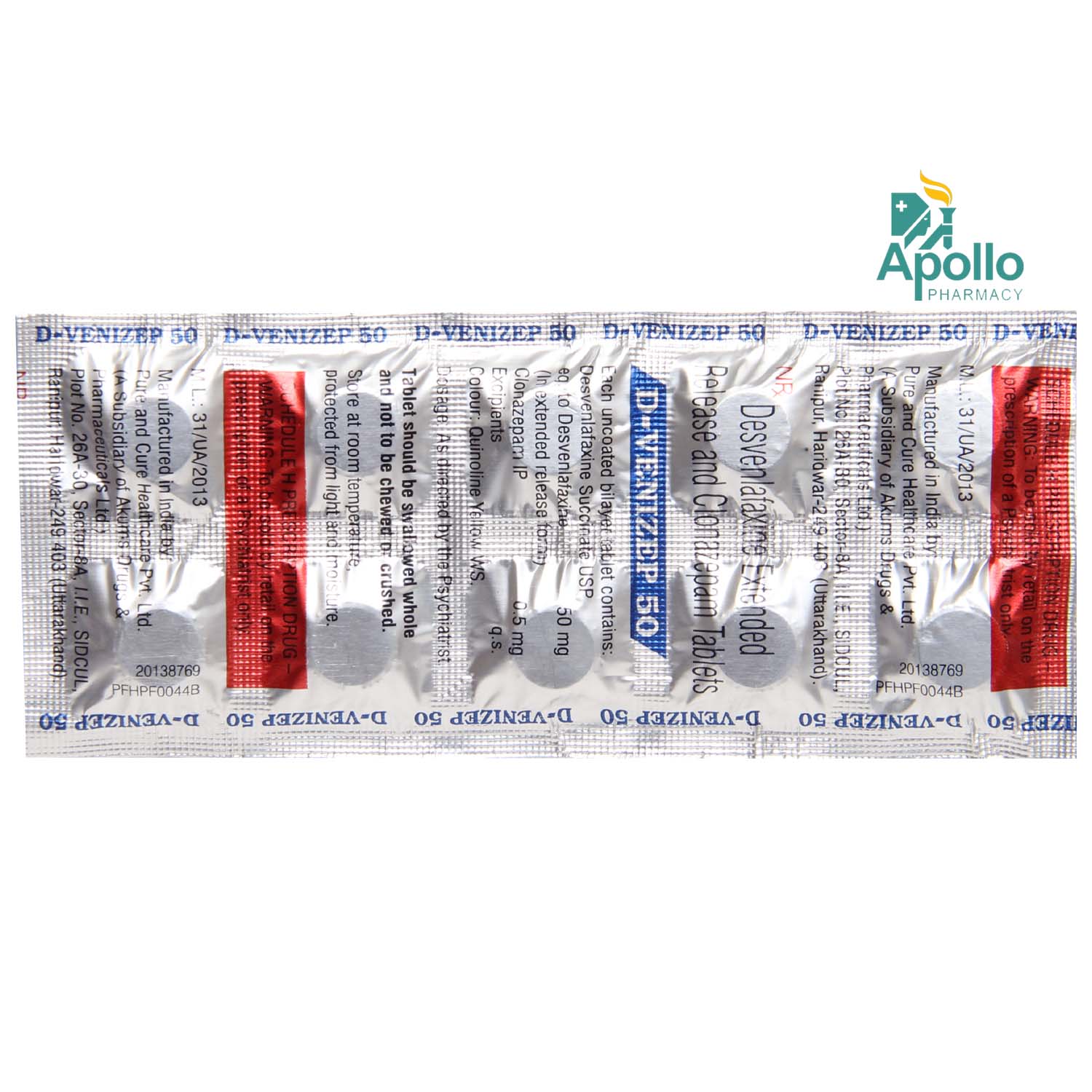 D Venizep 50 Tablet 10's, Pack of 10 TABLETS D Venizep 50 Tablet 10's, Pack of 10 TABLETS