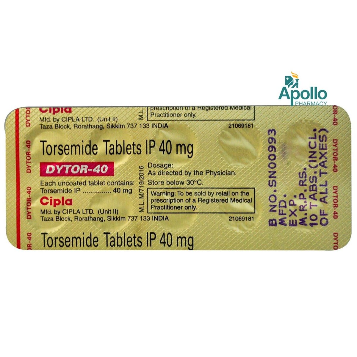 Dytor-40 Tablet 10's, Pack of 10 TABLETS Dytor-40 Tablet 10's, Pack of 10 TABLETS