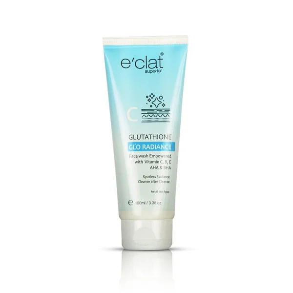 e'clat Superior Glutathione Glo Radiance Face Wash with AHA, Vitamin C & Niacinamide, 100 ml