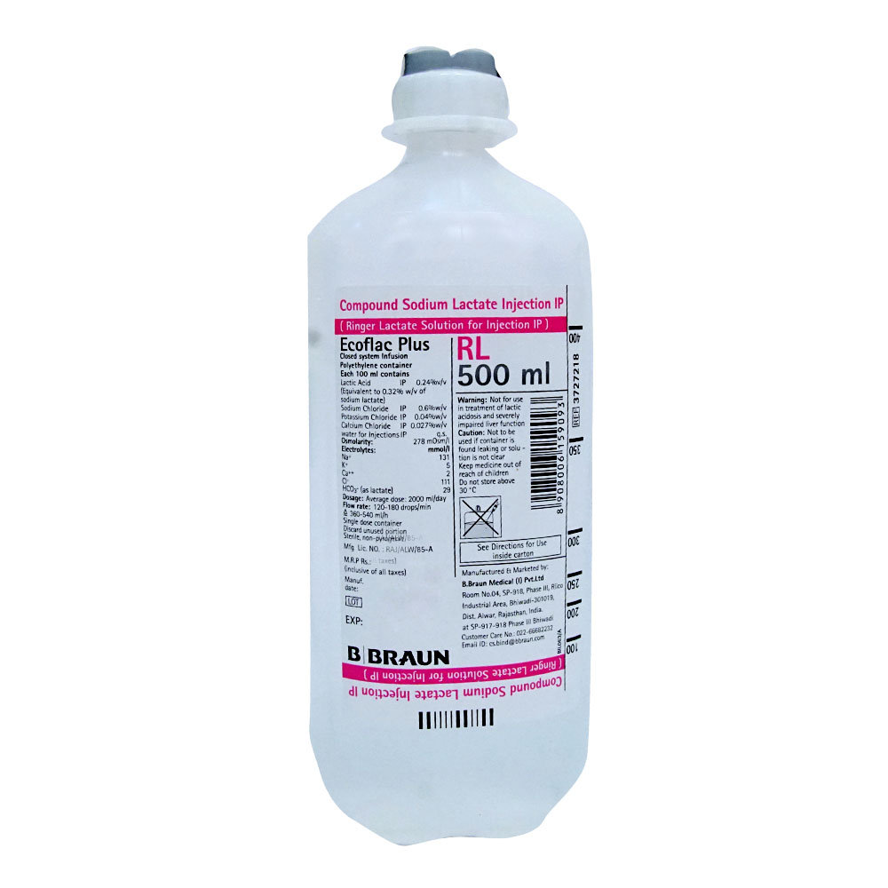 Ecoflac Plus ( Rl) 500Ml (B Braun), Pack of 1 Ecoflac Plus ( Rl) 500Ml (B Braun), Pack of 1
