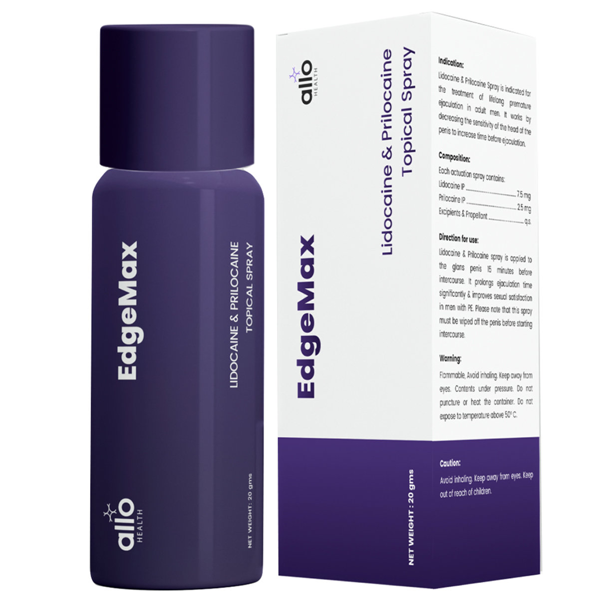 Edgemax Topical Spray 20 gm, Pack of 1 Edgemax Topical Spray 20 gm, Pack of 1