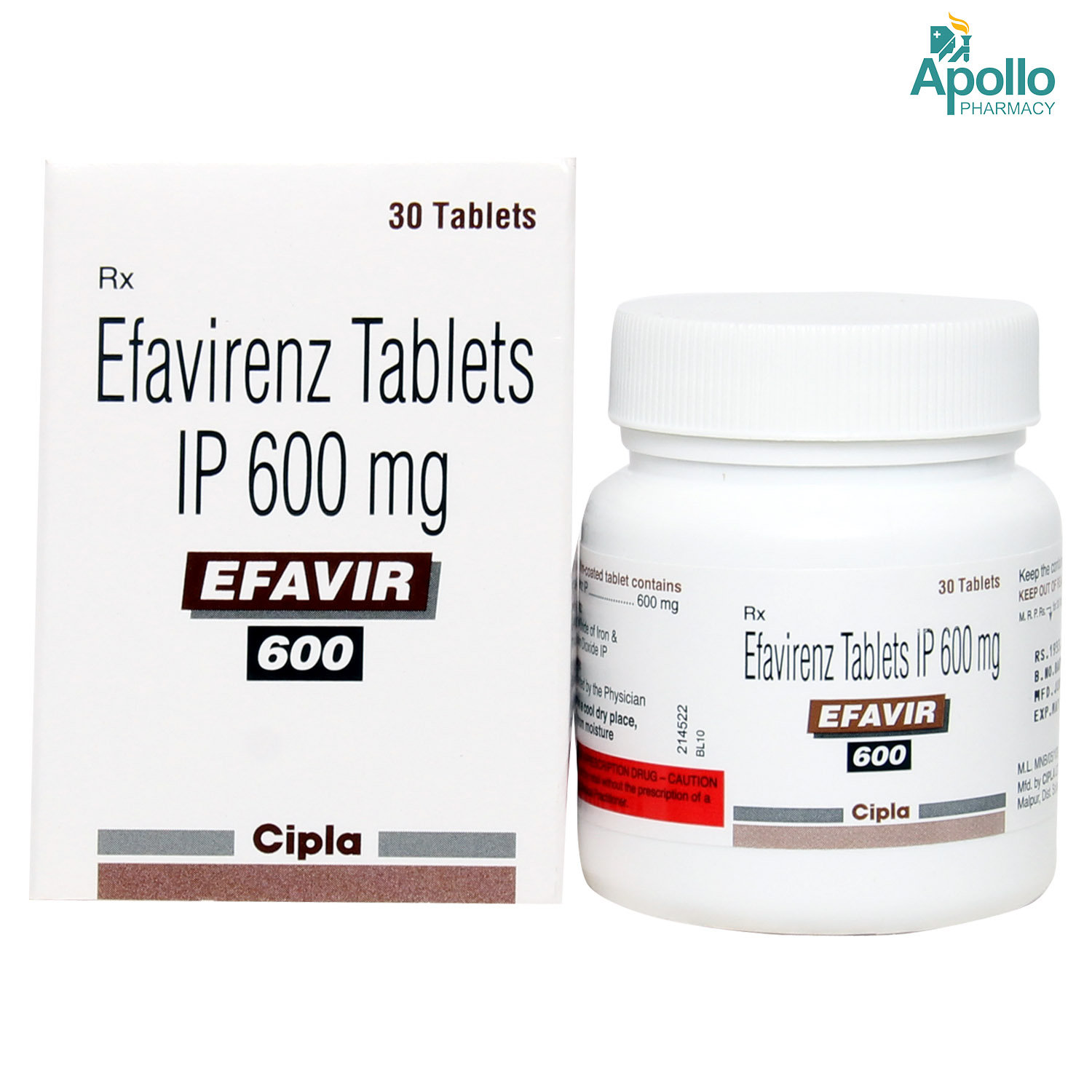 Efavir 600 Tablet 30's, Pack of 1 TABLET Efavir 600 Tablet 30's, Pack of 1 TABLET