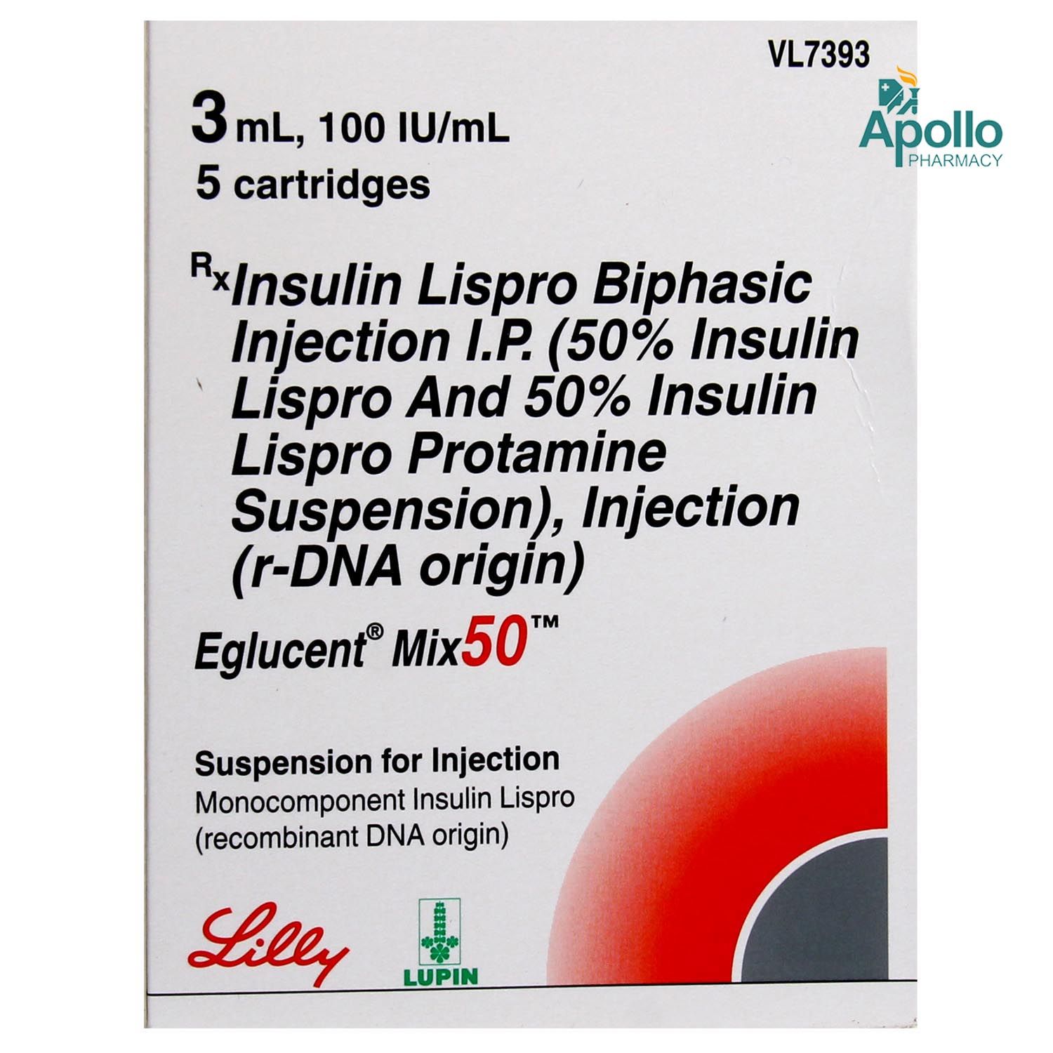 Buy Eglucent Mix 50 100IU/ml Suspension  Injection 3 ml Online
