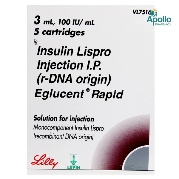 Eglucent Rapid 100IU/ml Cartridge Injection 3 ml, Pack of 1 Injection