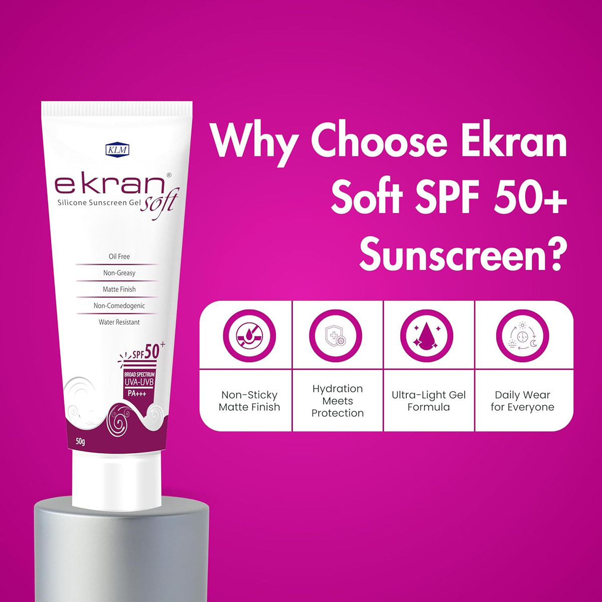 Ekran Soft Spf 50+ Sunscreen Gel 50 gm, Pack of 1 Ekran Soft Spf 50+ Sunscreen Gel 50 gm, Pack of 1