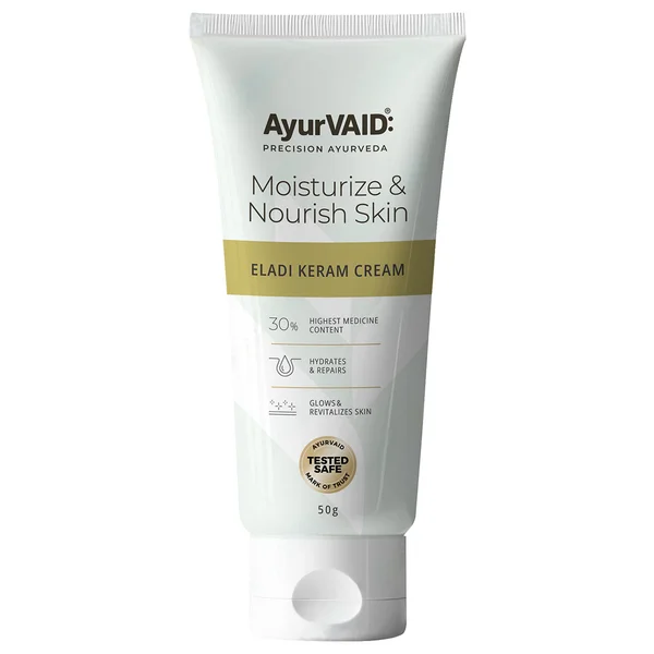 AyurVAID Eladi Keram Cream, 50 gm - Moisturizes &amp; Hydrates Skin , Pack of 1