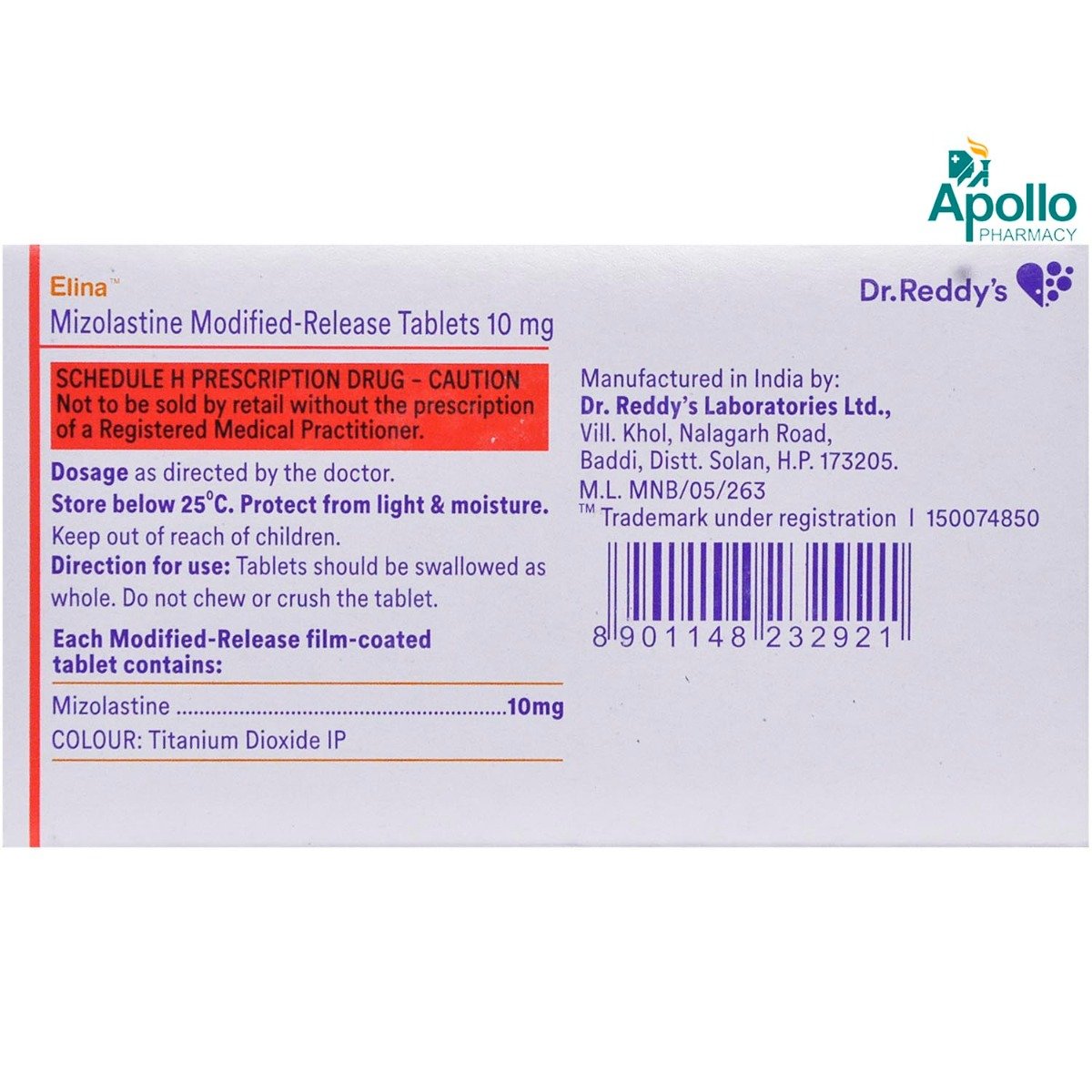 Elina Tablet 15's, Pack of 15 TABLETS Elina Tablet 15's, Pack of 15 TABLETS