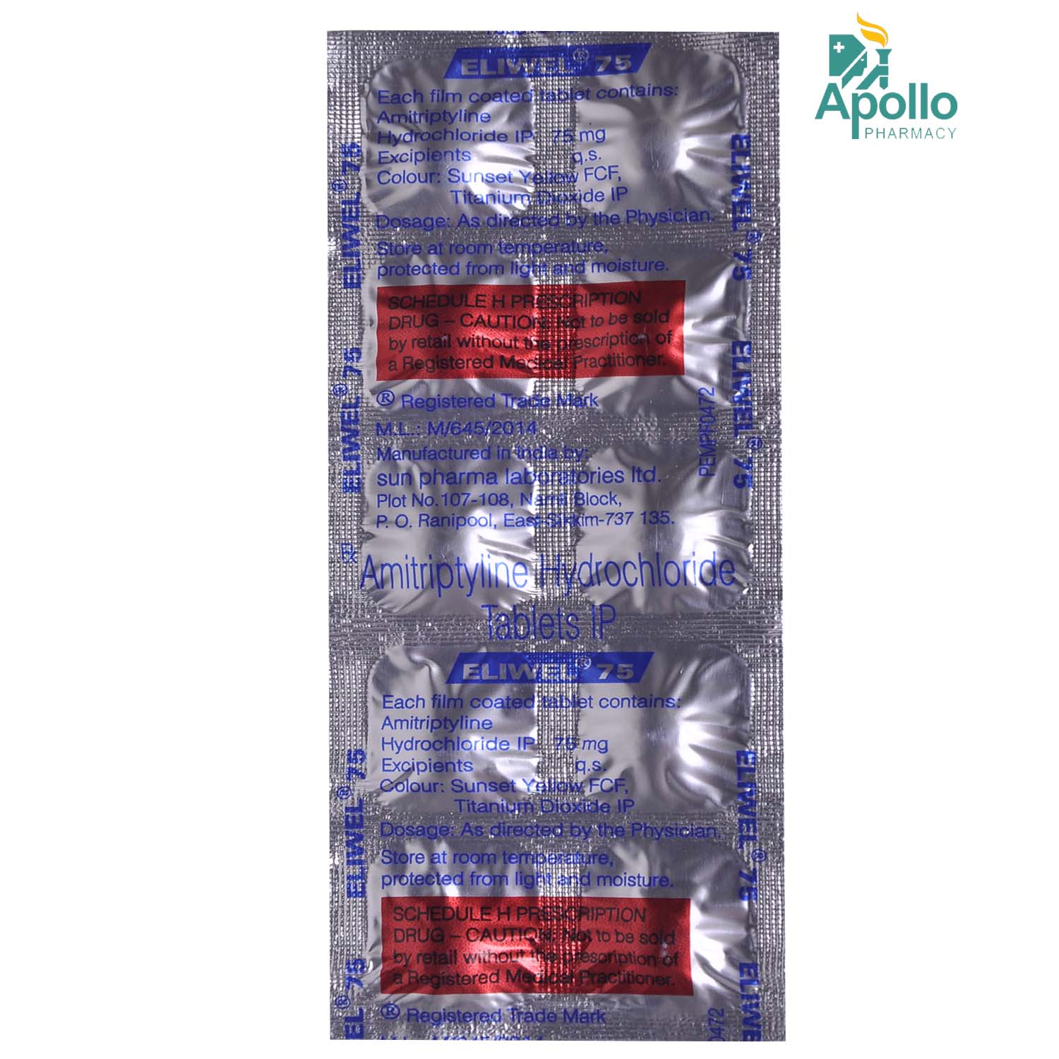 Eliwel 75 Tablet 10's, Pack of 10 TABLETS Eliwel 75 Tablet 10's, Pack of 10 TABLETS