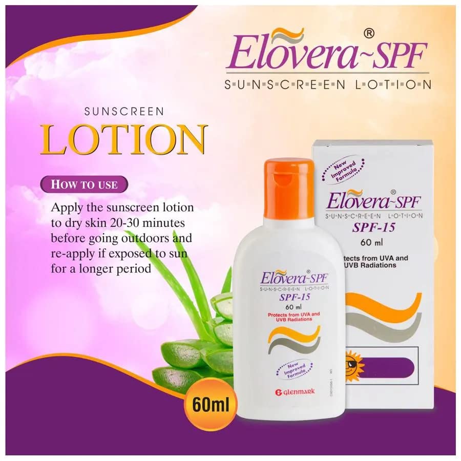 Elovera SPF 15 Sunscreen Lotion, 60 ml, Pack of 1 Elovera SPF 15 Sunscreen Lotion, 60 ml, Pack of 1