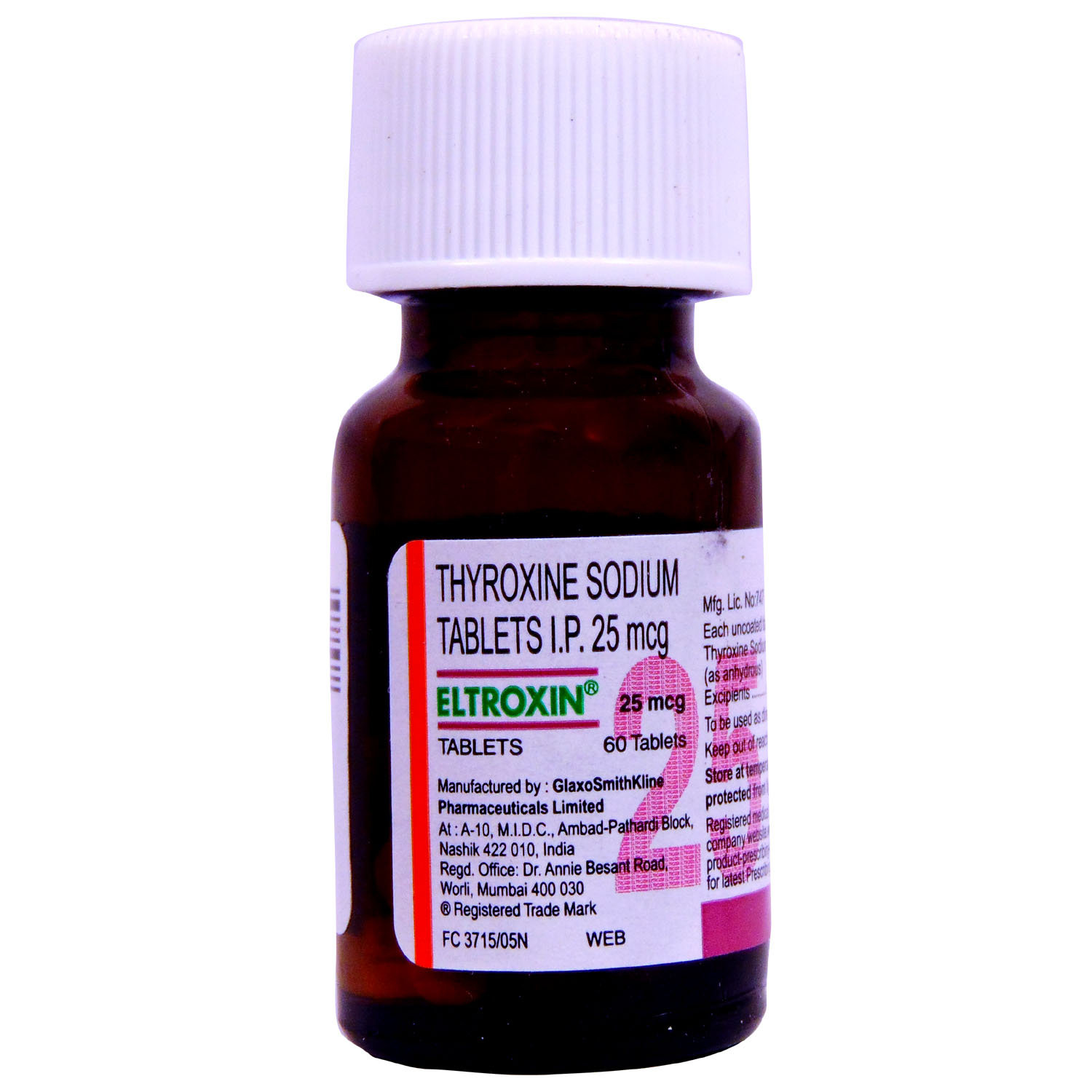 Buy Eltroxin 25 mcg Tablet 60's Online