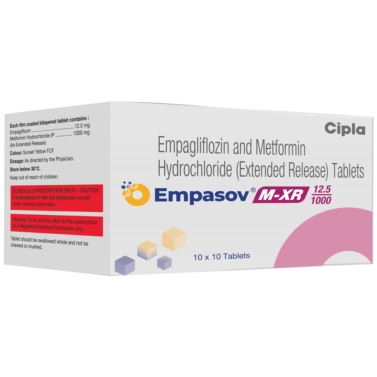 Empasov M-XR 12.5/1000 ER Tablet 10's, Pack of 10 Empasov M-XR 12.5/1000 ER Tablet 10's, Pack of 10