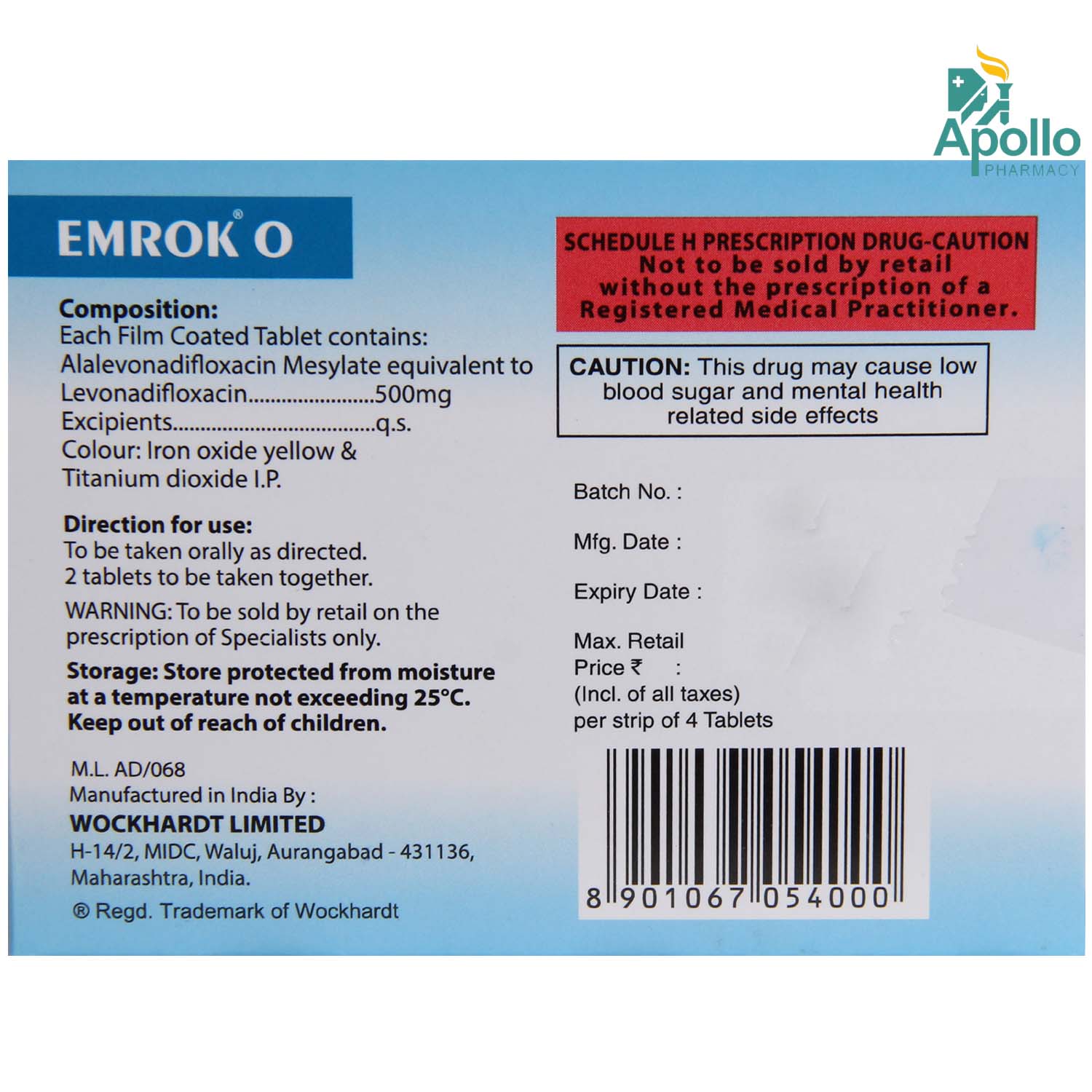 Emrok O Tablet 4's, Pack of 4 TABLETS Emrok O Tablet 4's, Pack of 4 TABLETS