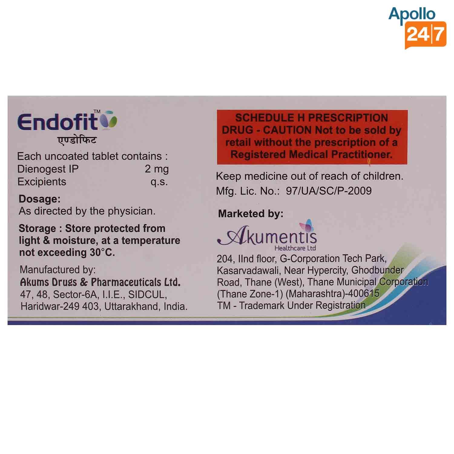 Endofit Tablet 10's, Pack of 10 TabletS Endofit Tablet 10's, Pack of 10 TabletS