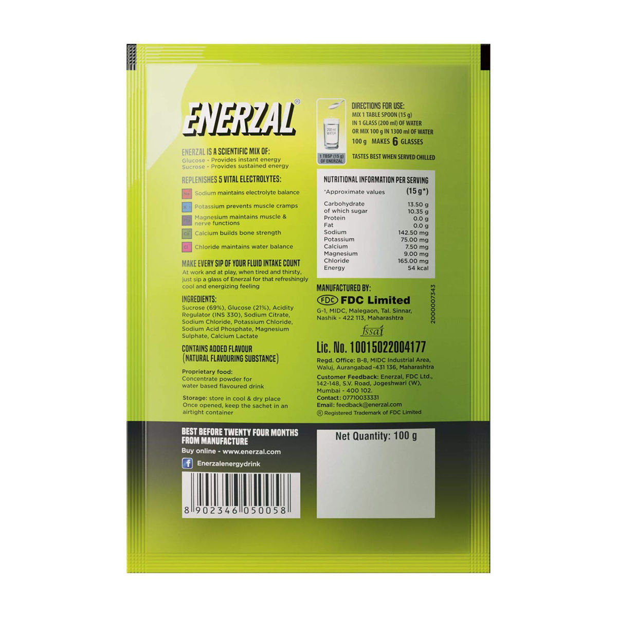 Enerzal Lime Flavour Energy Drink Powder, 100 gm Price, Uses, Side