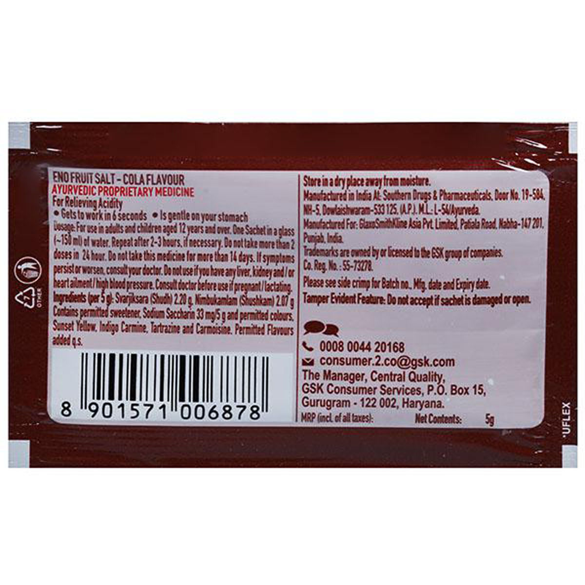 Eno Cola Flavoured Powder, 5 gm Price, Uses, Side Effects, Composition