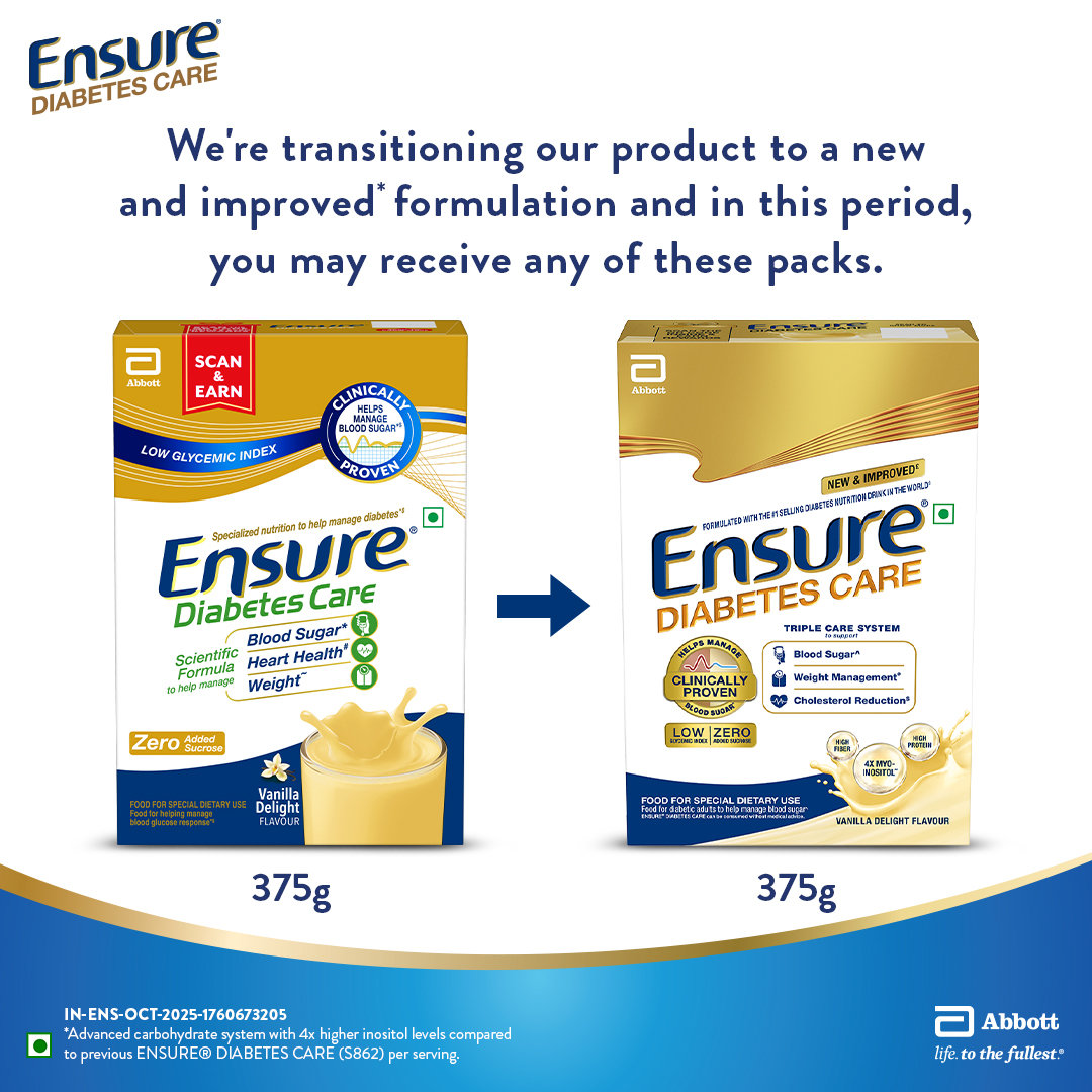 Ensure Diabetes Care Vanilla Delight Flavour Powder for Adults, 375 gm Refill, Pack of 1 Ensure Diabetes Care Vanilla Delight Flavour Powder for Adults, 375 gm Refill, Pack of 1