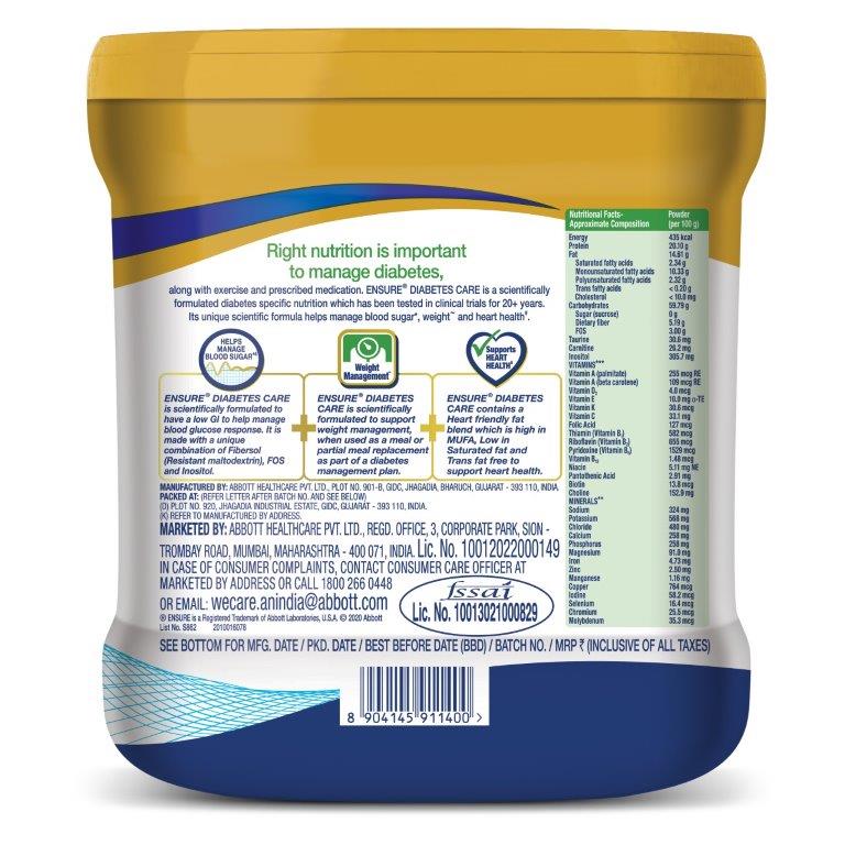 Ensure Vanilla Delight Flavoured Diabetes Care Powder, 400 gm Jar, Pack of 1 Ensure Vanilla Delight Flavoured Diabetes Care Powder, 400 gm Jar, Pack of 1