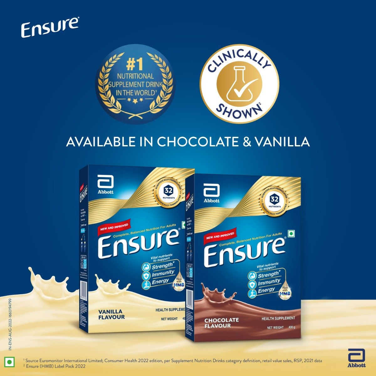 Ensure Vanilla Flavour Powder for Adults Now with HMB, 1.9 kg, Pack of 1 Ensure Vanilla Flavour Powder for Adults Now with HMB, 1.9 kg, Pack of 1