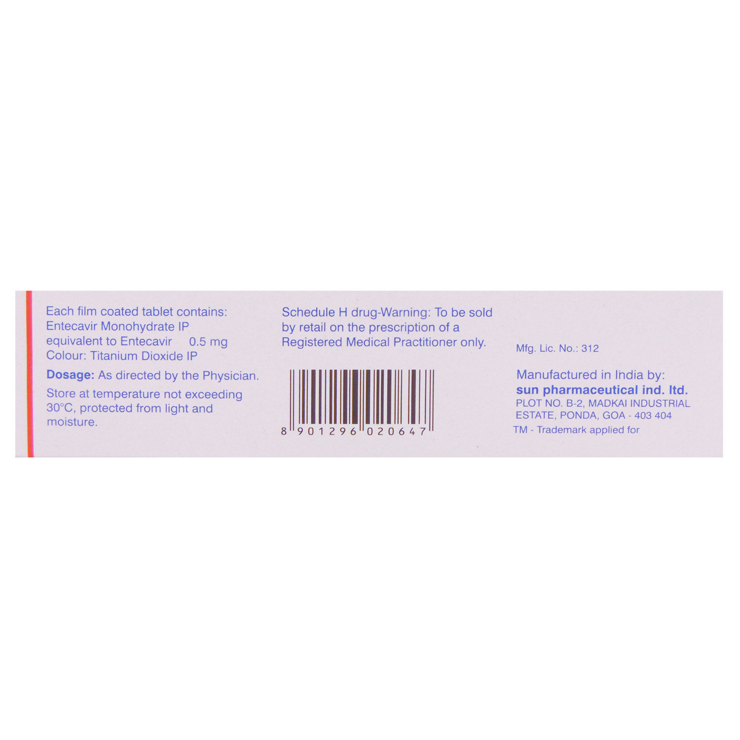 ENTECA 0.5MG TABLET, Pack of 10 TABLETS ENTECA 0.5MG TABLET, Pack of 10 TABLETS