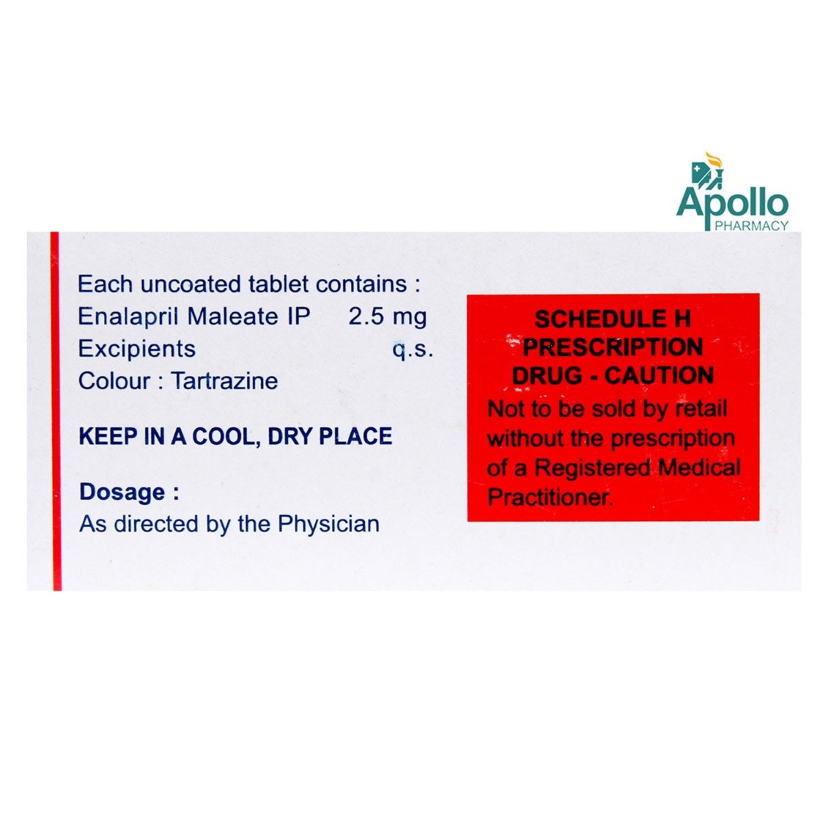 Envas 2.5 Tablet 15's, Pack of 15 TABLETS Envas 2.5 Tablet 15's, Pack of 15 TABLETS