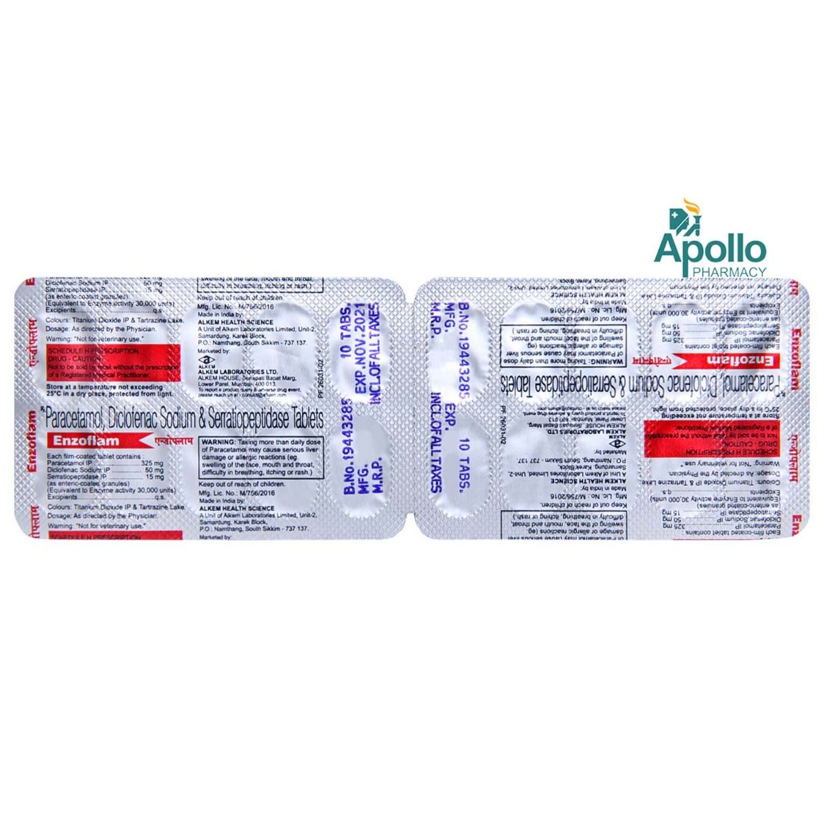 Enzoflam Tablet 10's Price, Uses, Side Effects, Composition Apollo