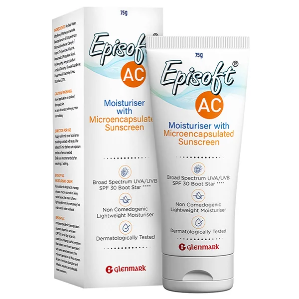 Episoft AC Moisturiser SPF 30 with Microencapsulated Sunscreen Cream, 75 gm, Pack of 1
