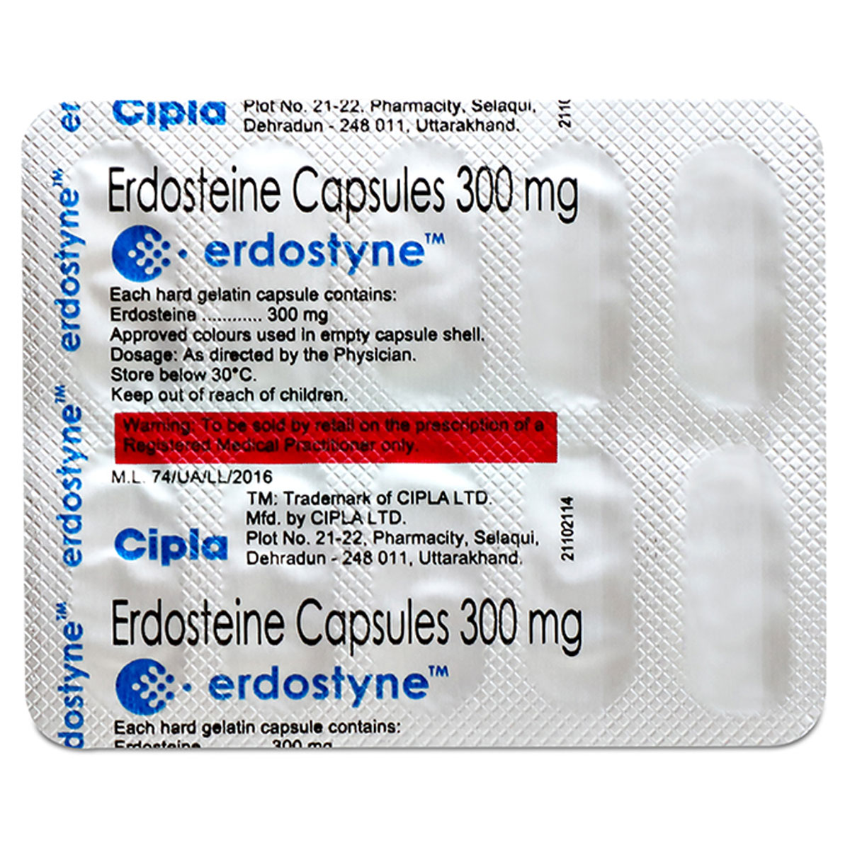 Erdostyne Capsule 10's, Pack of 10 CAPSULES Erdostyne Capsule 10's, Pack of 10 CAPSULES