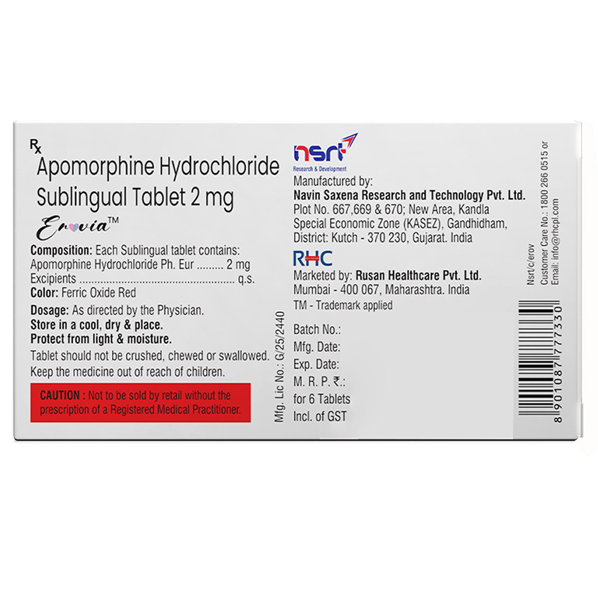 Rusan Erovia 2 mg Orange Flavour Tablet 6's, Pack of 6 Rusan Erovia 2 mg Orange Flavour Tablet 6's, Pack of 6