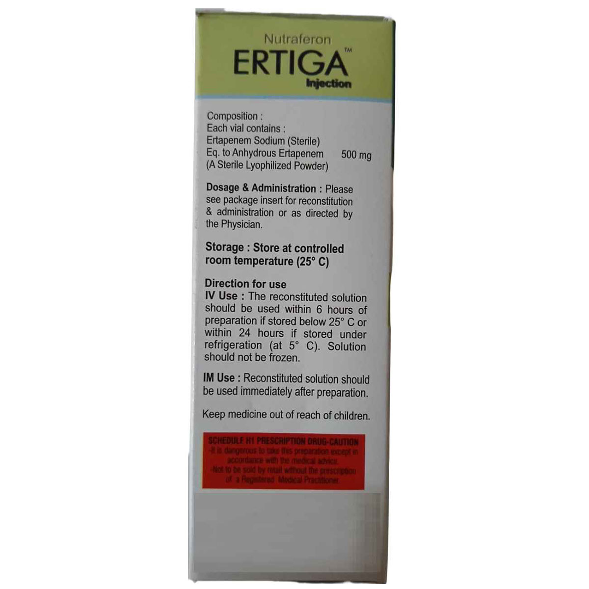 Ertiga 500mg Injection 1's, Pack of 1 INJECTION Ertiga 500mg Injection 1's, Pack of 1 INJECTION