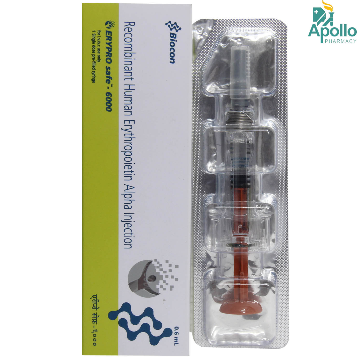 Erypro Safe-6000 Injection 0.6 ml, Pack of 1 INJECTION Erypro Safe-6000 Injection 0.6 ml, Pack of 1 INJECTION